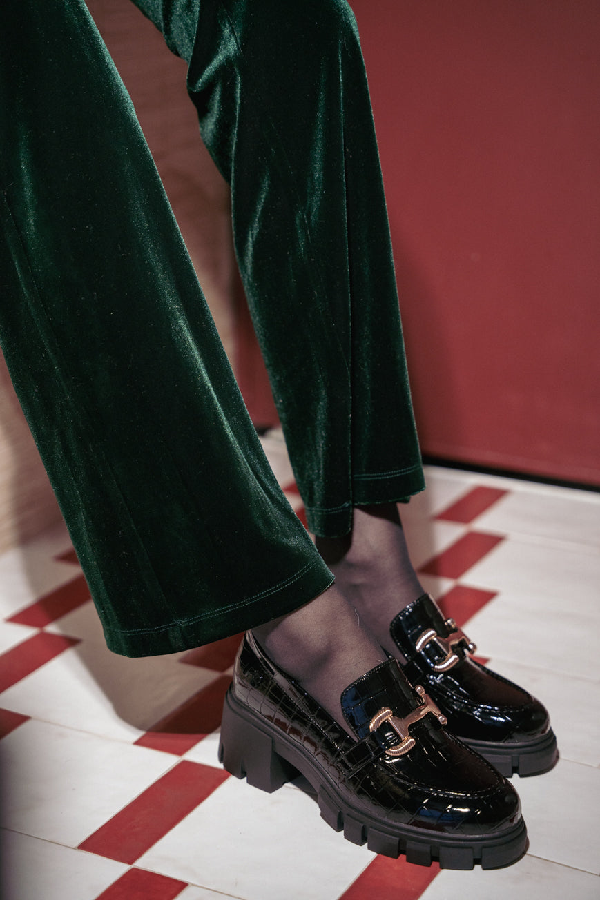 DERBIES GIACENTO noires croco verni a talons elegantes LES PETITES BOMBES