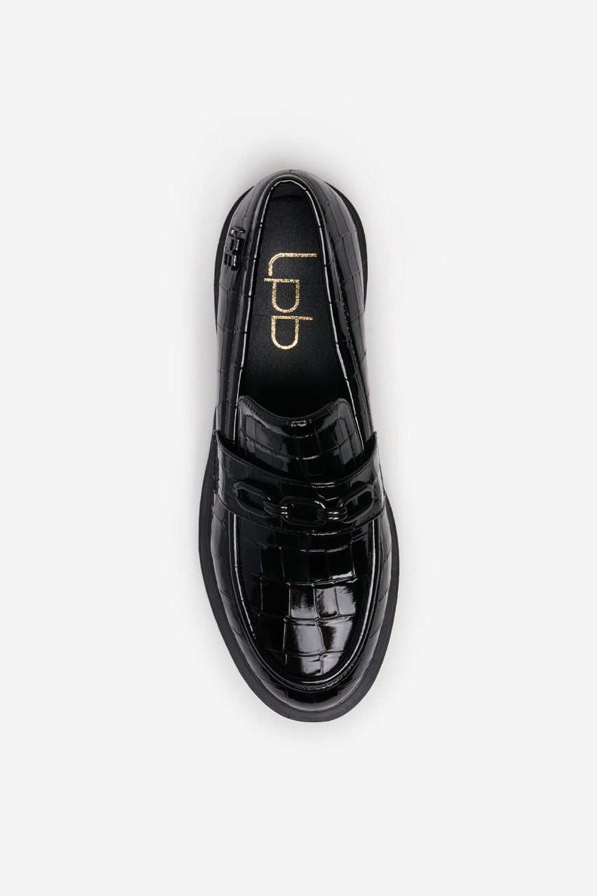 DERBIES NOIR CROCO MATEA