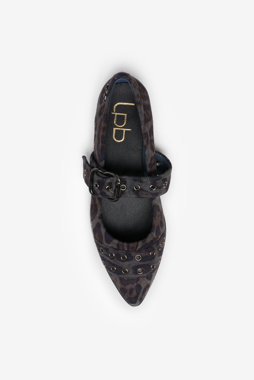 BALLERINES BLEU LEOPARD MISSY