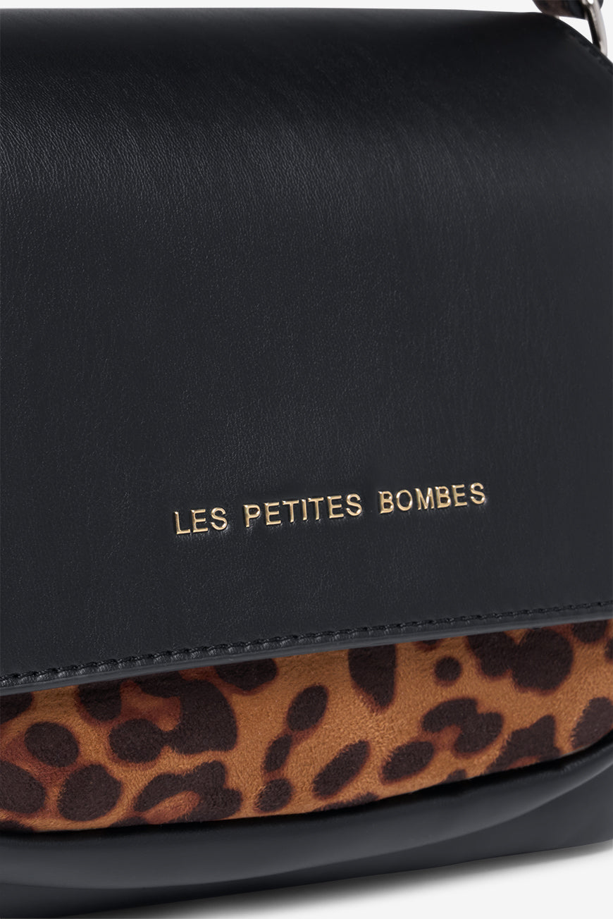 SAC A MAIN NOIR LEOPARD MARIETTA