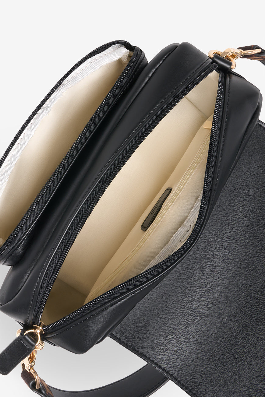 SAC A MAIN NOIR LEOPARD MARIETTA