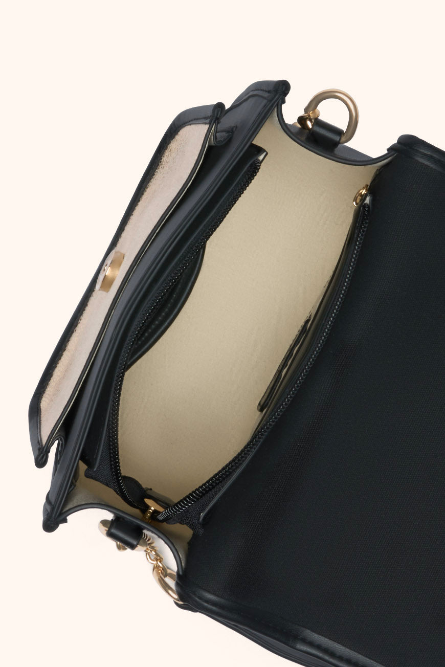 SAC BANDOULIERE NOIR DORE MARGERY