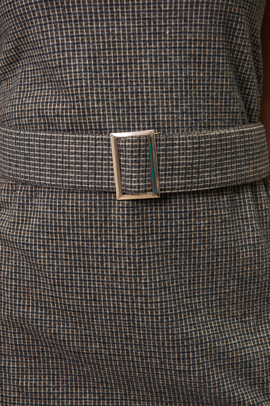 ROBE IOLE BEIGE CARREAUX