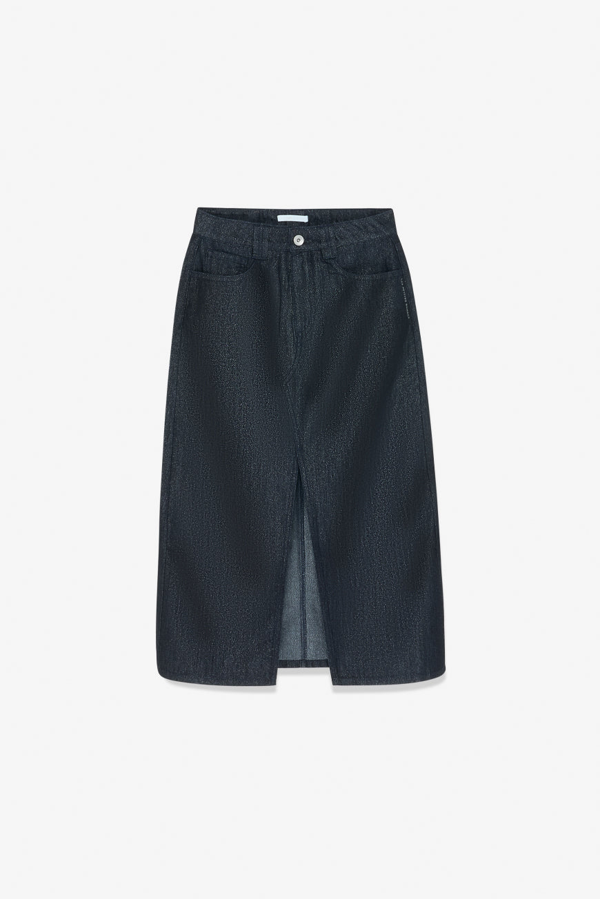 JUPE EN JEAN MIDI LAUX