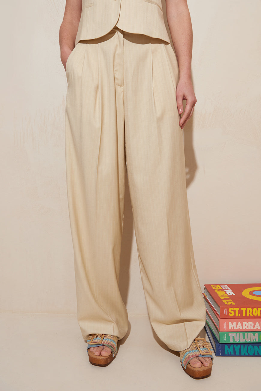 PANTALON JENNEFER BEIGE RAYURES