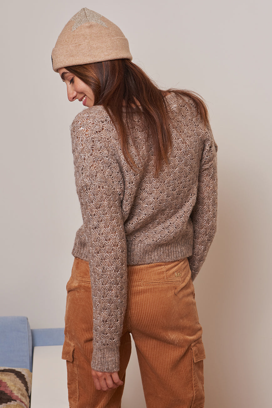 GILET MAILLE AJOUREE MEGHAN