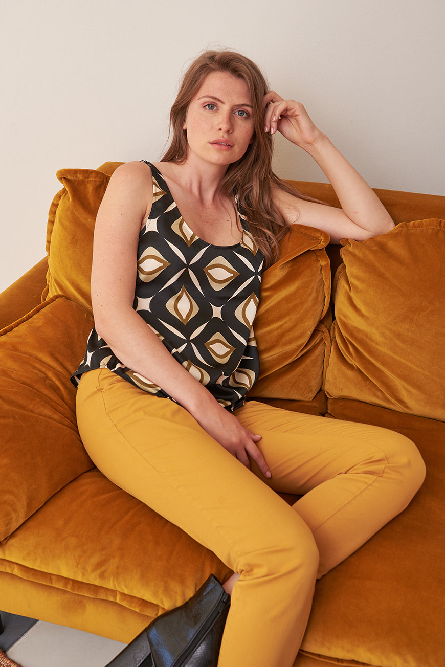 TOP FEDERICA PRINT NOIR CALIGNA