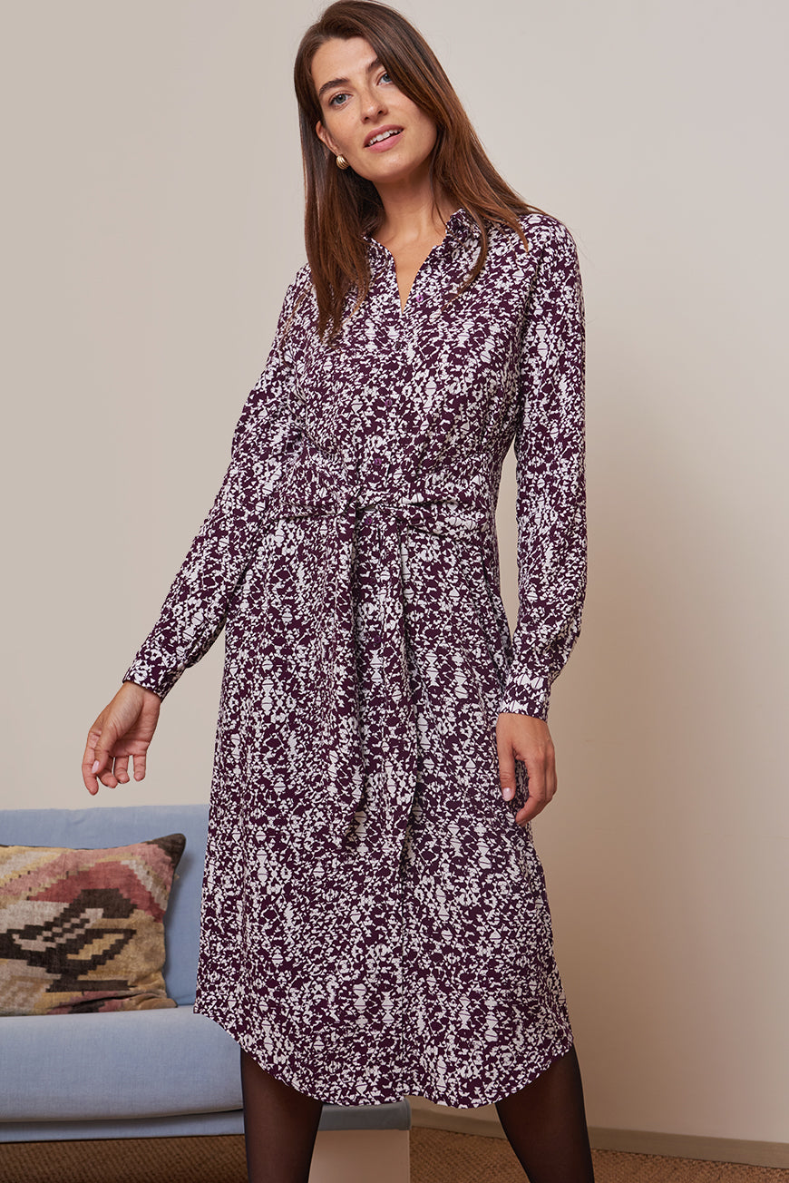 ROBE MIDI CEINTUREE ET IMPRIMEE MAISSA