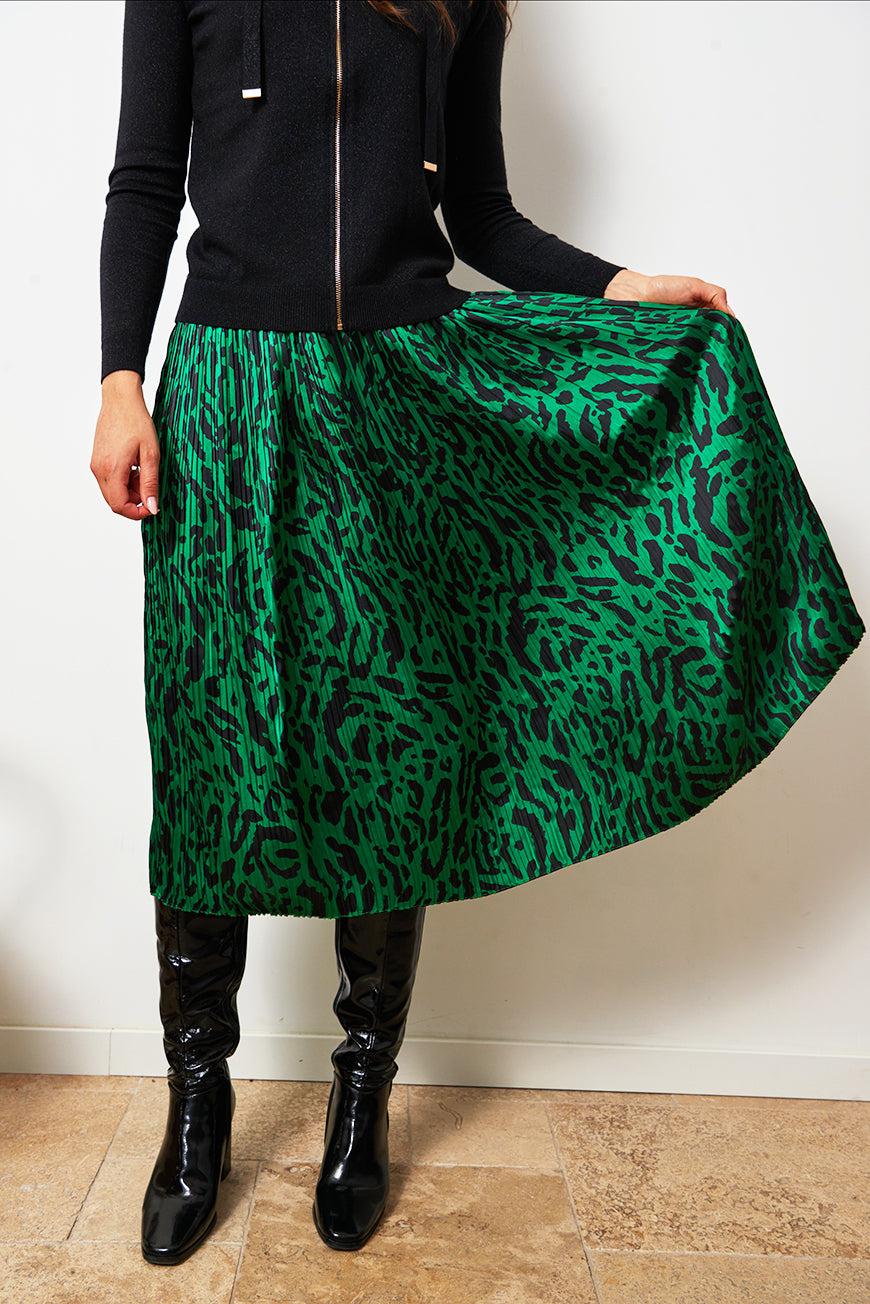 JUPE CELENA PRINT VERT FELIN