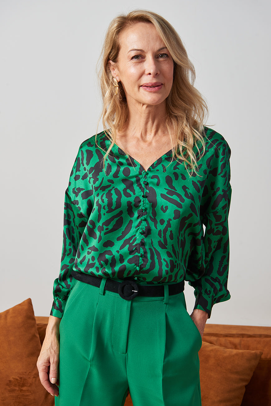 BLOUSE JAMELA PRINT VERT FELIN