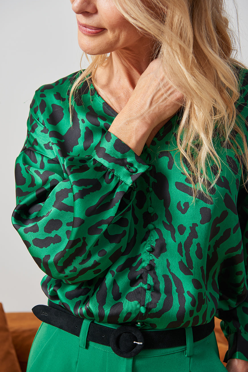 BLOUSE JAMELA PRINT VERT FELIN