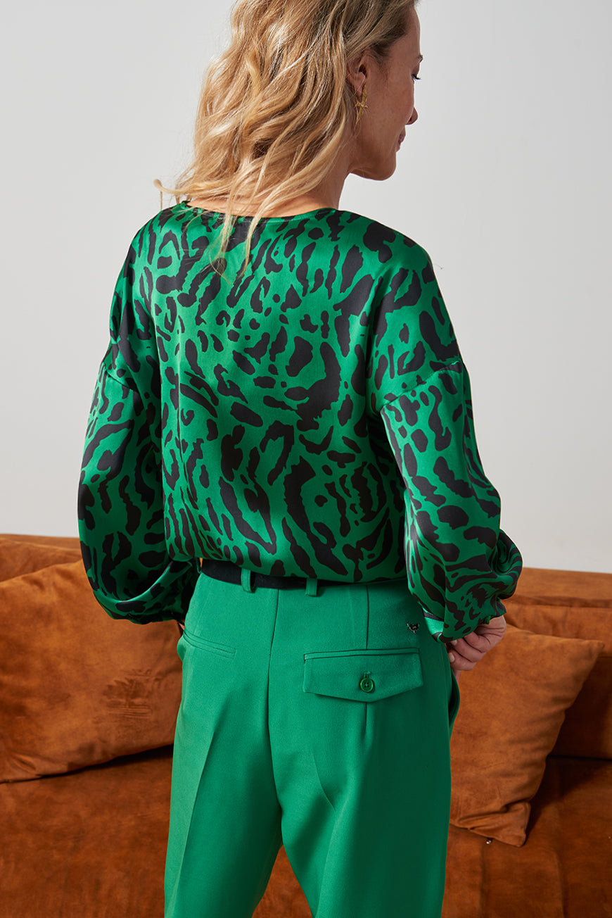 BLOUSE JAMELA PRINT VERT FELIN