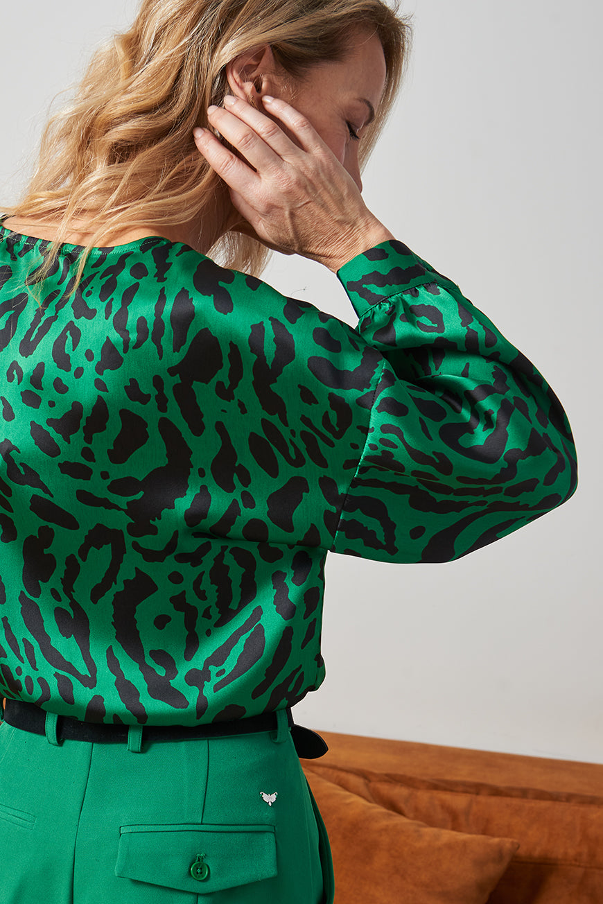 BLOUSE JAMELA PRINT VERT FELIN