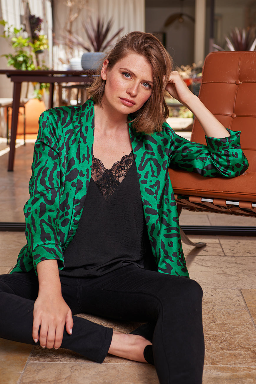 VESTE JOHEINA PRINT VERT FELIN