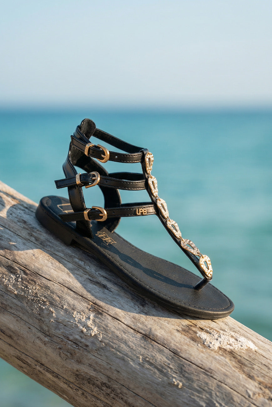 SANDALES NICOLE NOIR PU