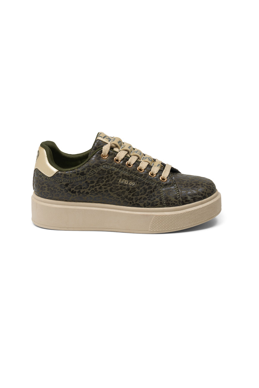 BASKETS MANON KAKI LEOPARD PU