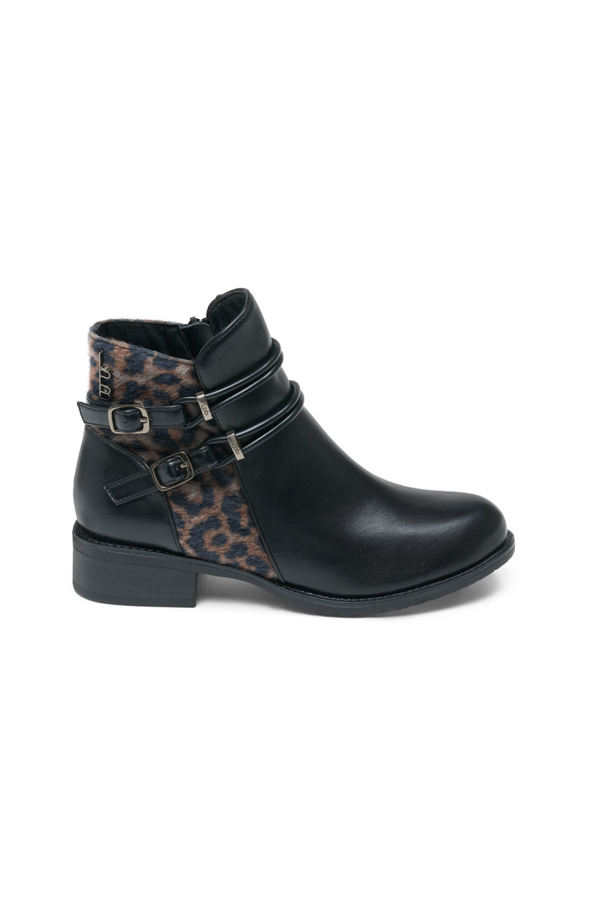 BOTTINES JAHINA NOIR / TAUPE LEO