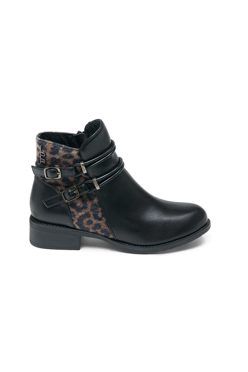 BOTTINES MARAM NOIR / TAUPE LEO