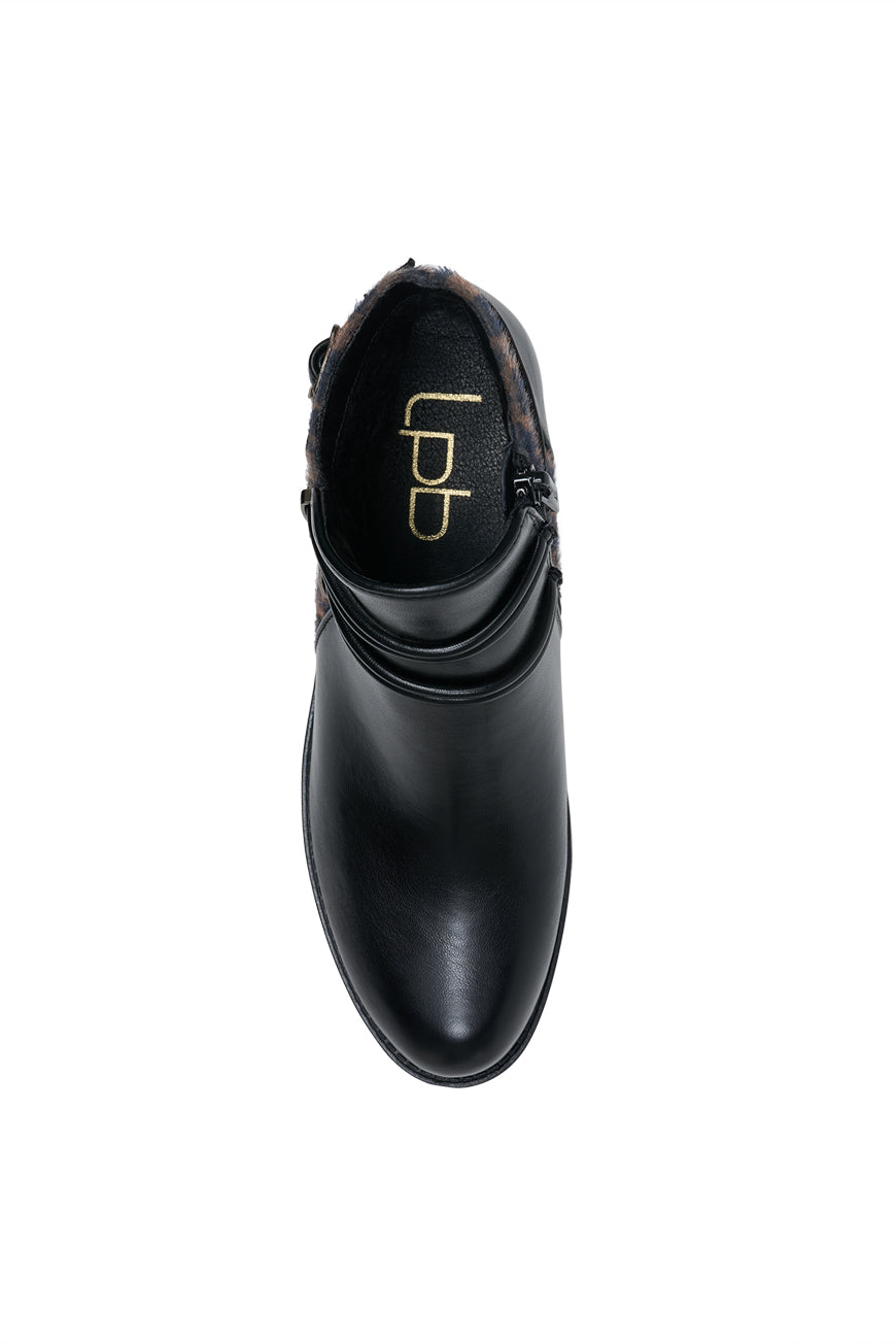 BOTTINES MARAM NOIR / TAUPE LEO