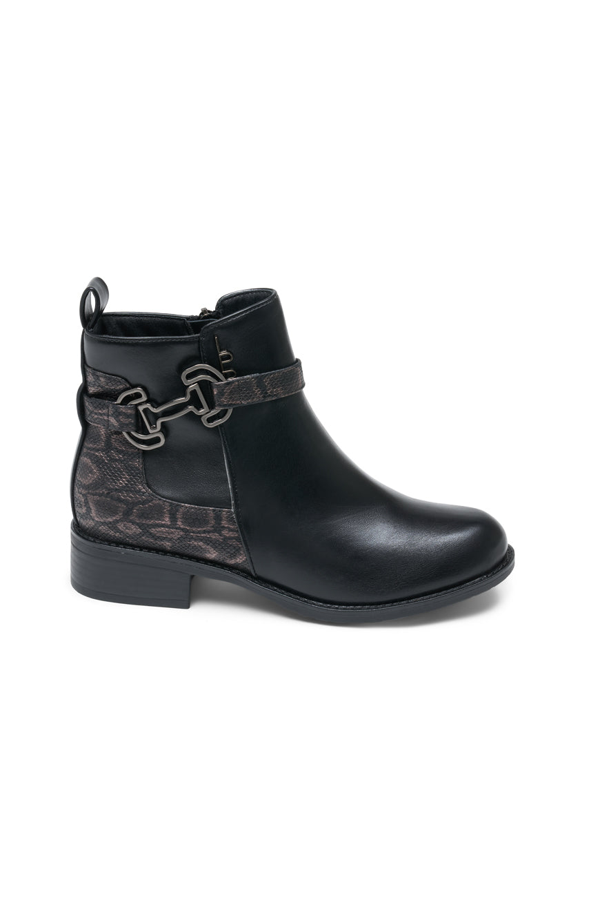 BOTTINES PILAR NOIR / NOIR SNAKE
