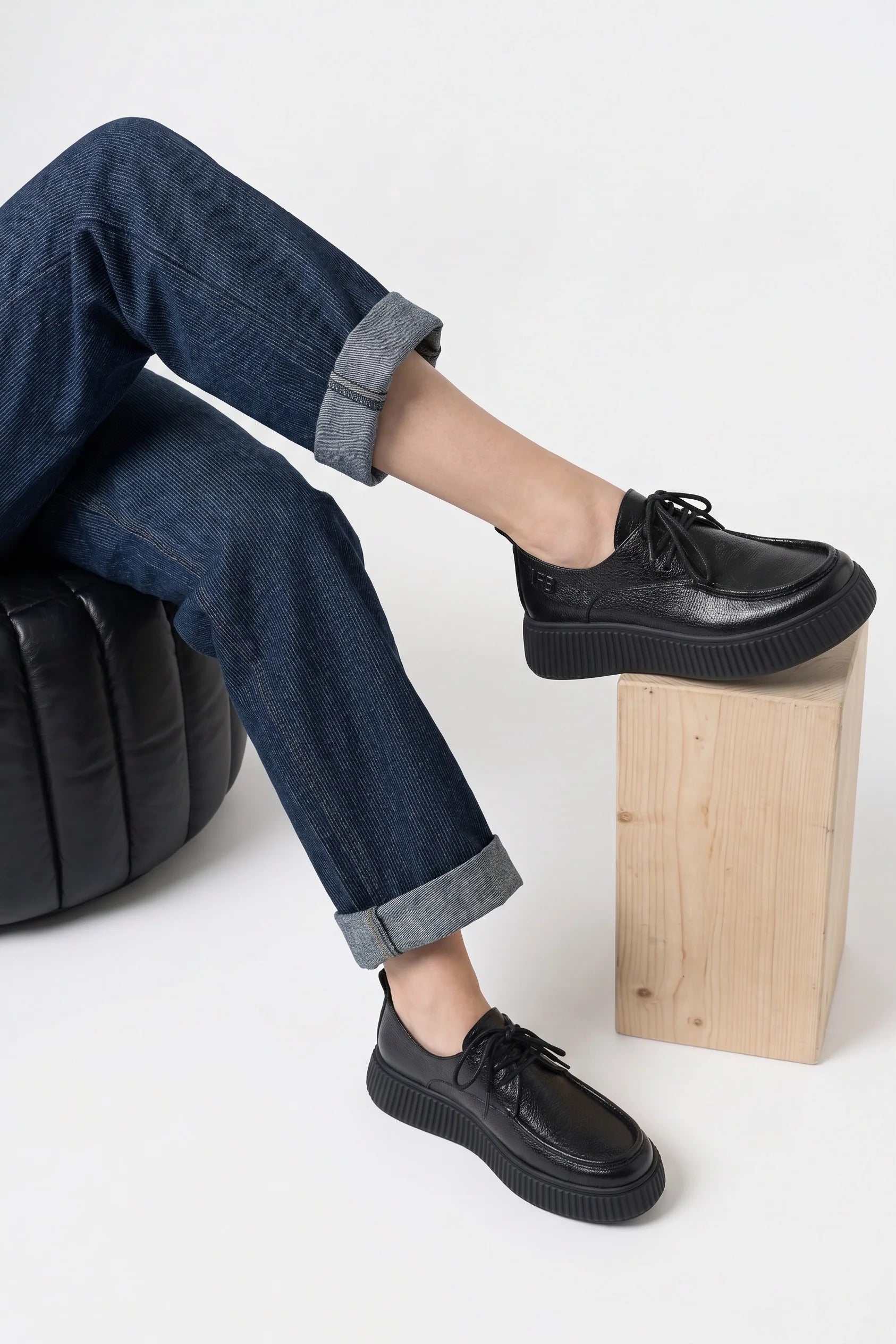 DERBIES PELINE NOIR NAPLACK