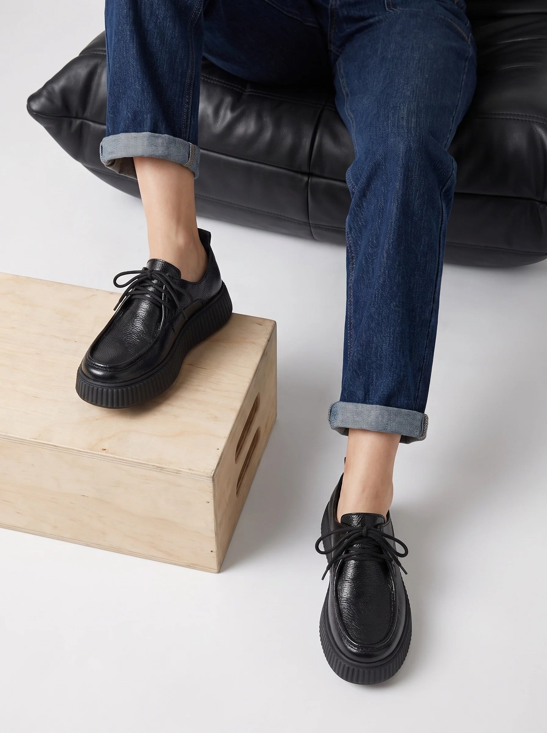 DERBIES PELINE NOIR NAPLACK