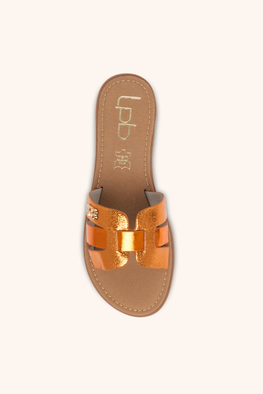 MULES LINA ORANGE METAL