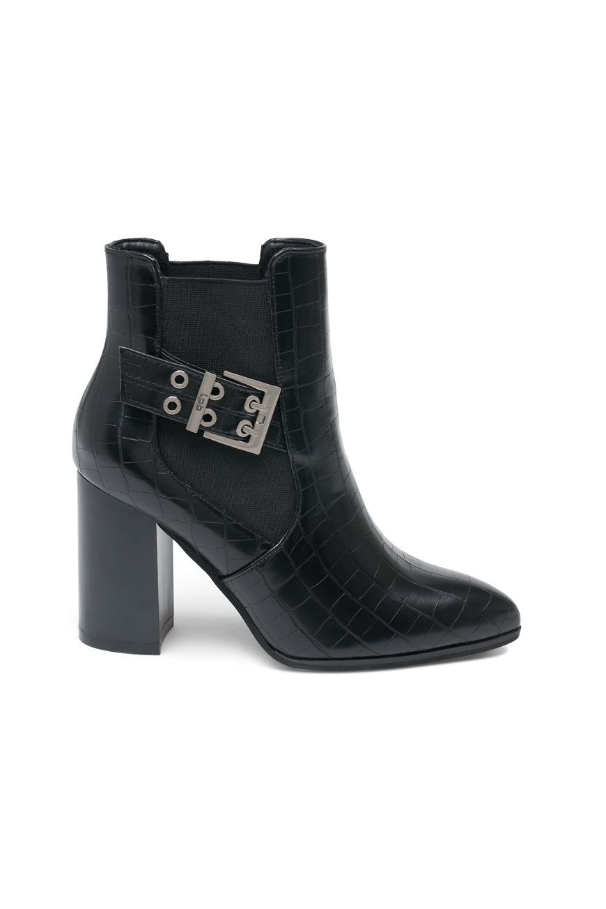 BOTTINES PAULA NOIR CROCO