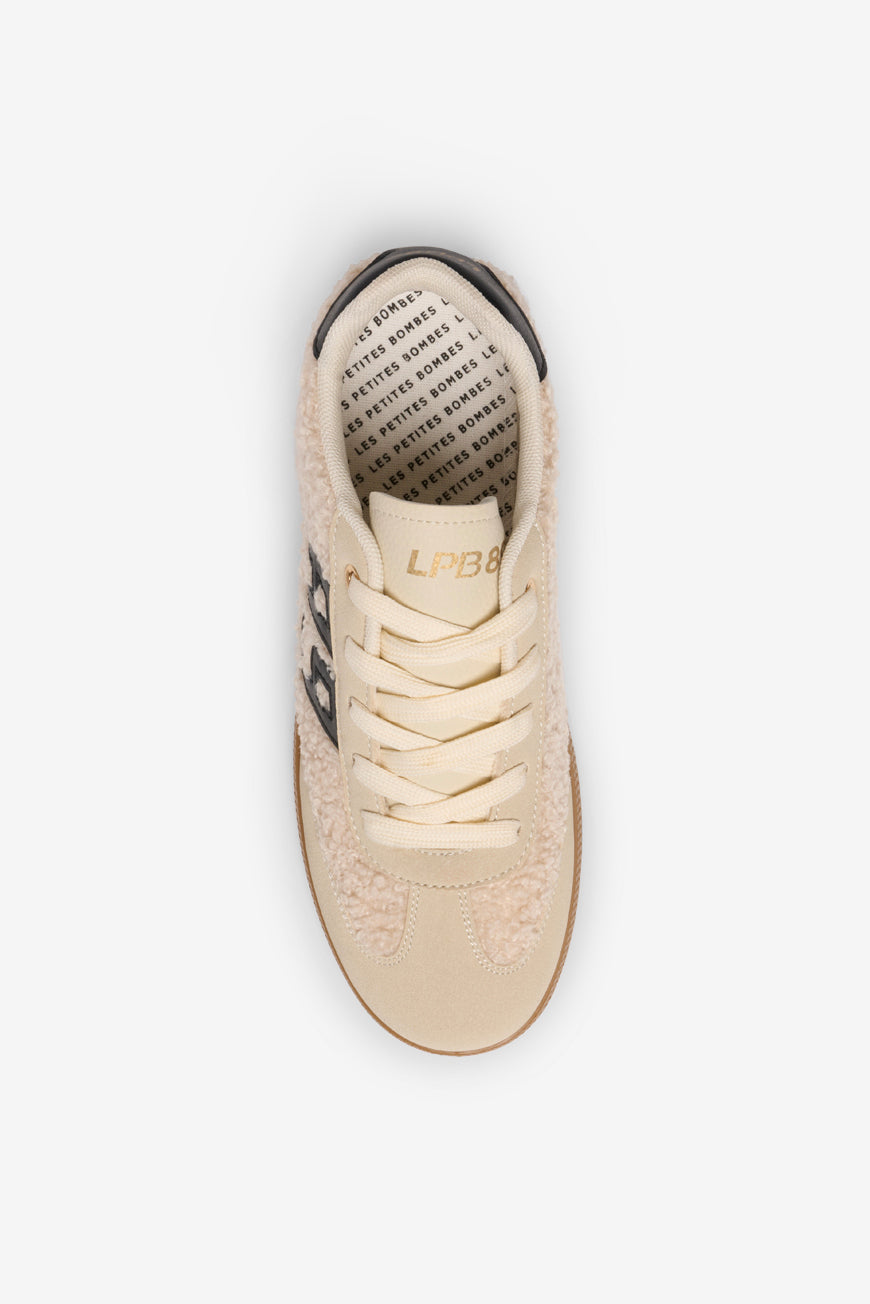 Vue de dessus de la basket 89 Sherpa Maelle beige, semelle intérieure Les Petites Bombes