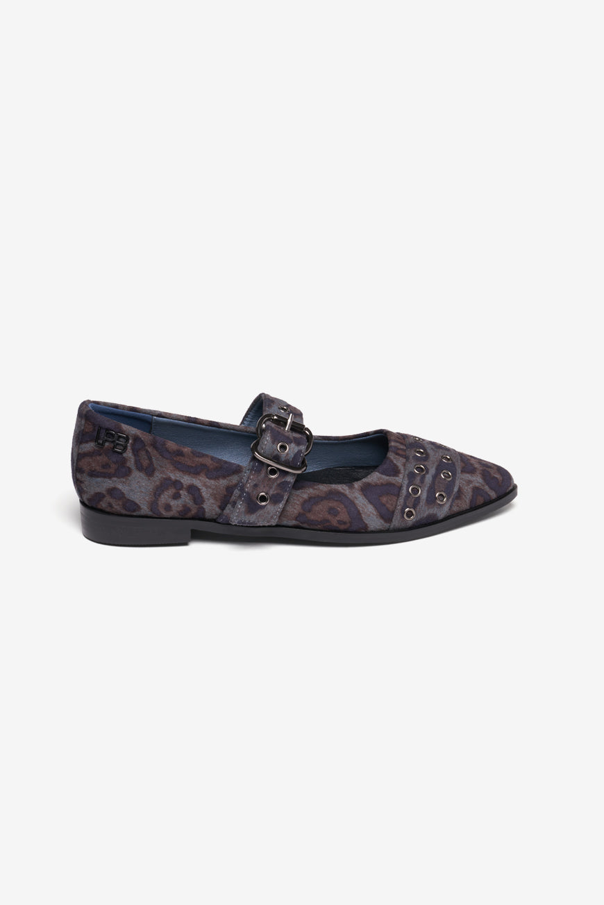 BALLERINES BLEU LEOPARD MISSY