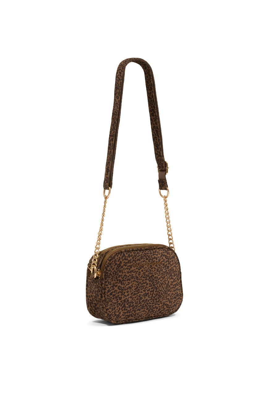 SAC BANDOULIERE ALBANE TAUPE LEOPARD
