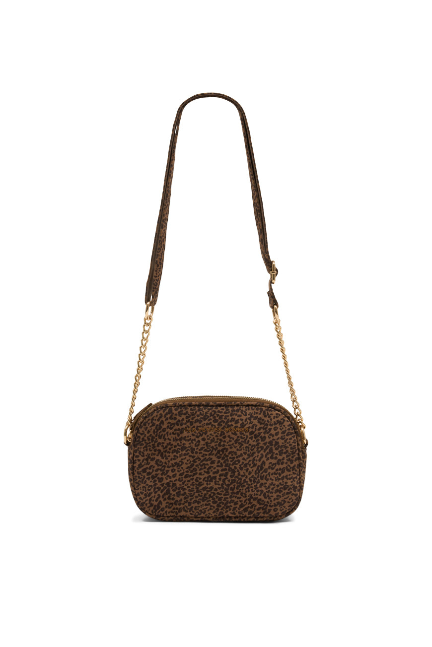SAC BANDOULIERE ALBANE TAUPE LEOPARD