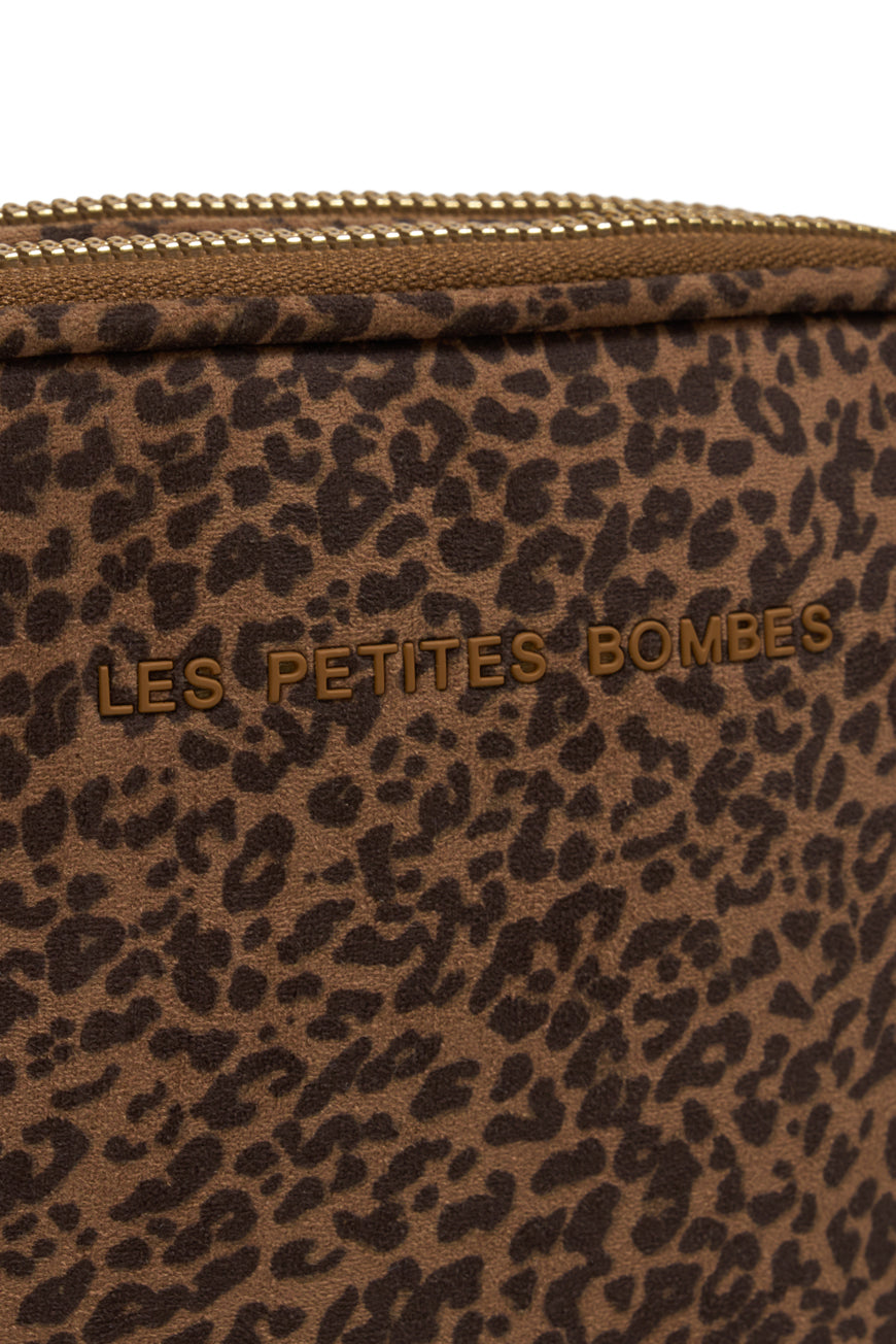 SAC BANDOULIERE ALBANE TAUPE LEOPARD