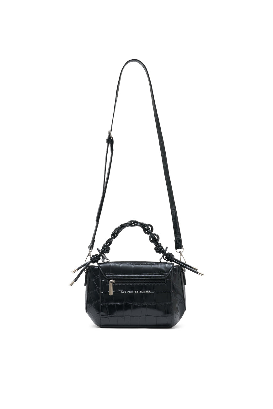 SAC BANDOULIERE PIEDAD NOIR CROCO