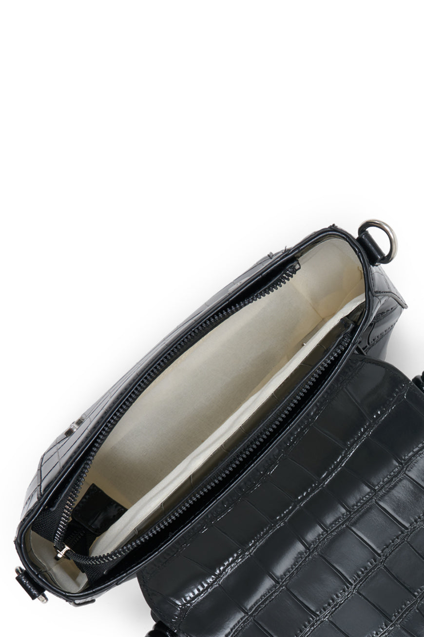 SAC BANDOULIERE PIEDAD NOIR CROCO