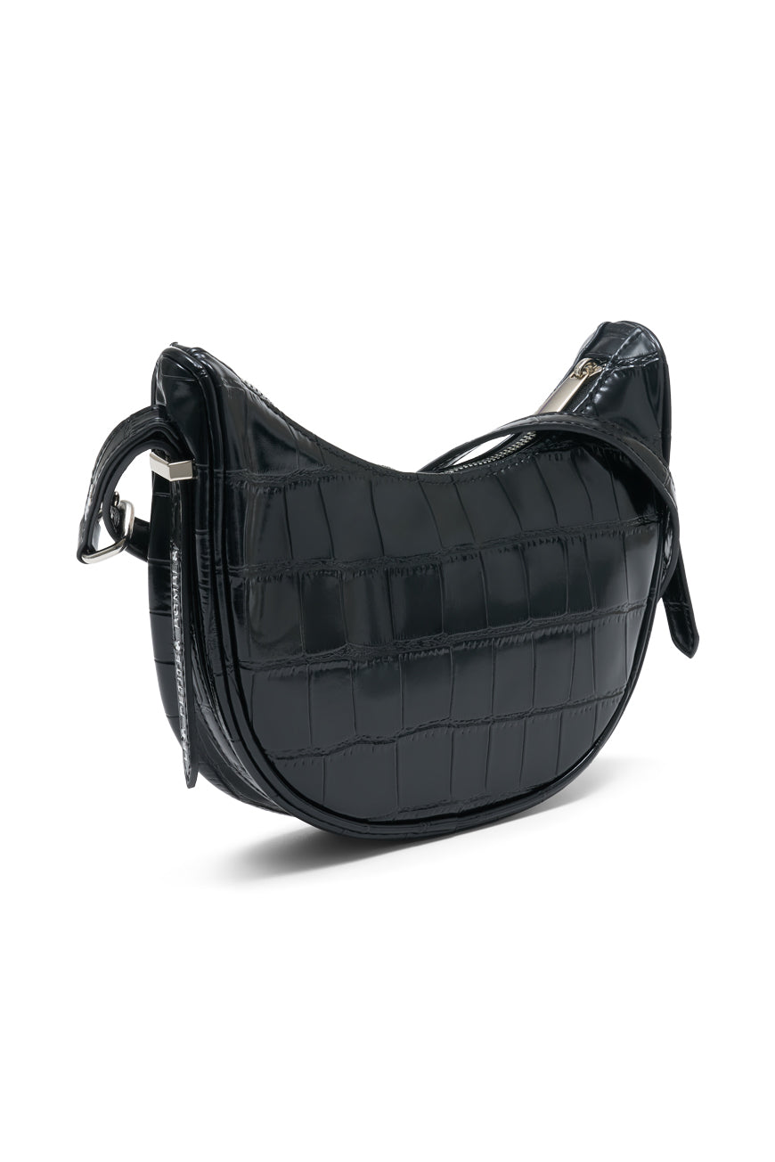 SAC BANDOULIERE PARVEDY NOIR CROCO