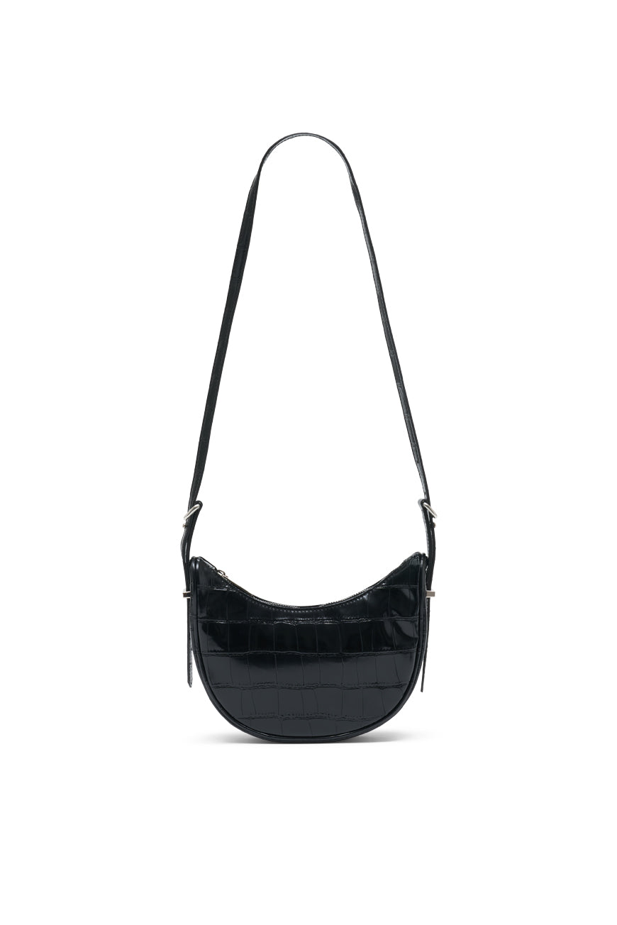 SAC BANDOULIERE PARVEDY NOIR CROCO