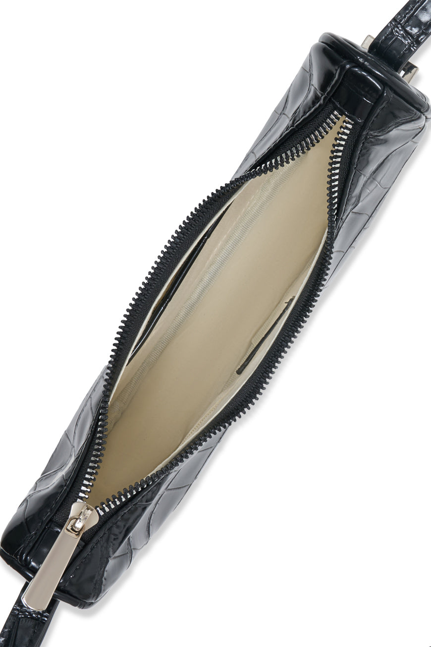 SAC BANDOULIERE PARVEDY NOIR CROCO