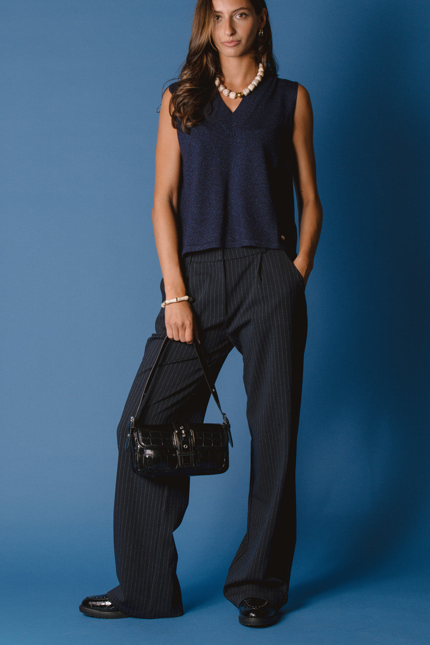 SAC BANDOULIERE PRUNE NOIR CROCO