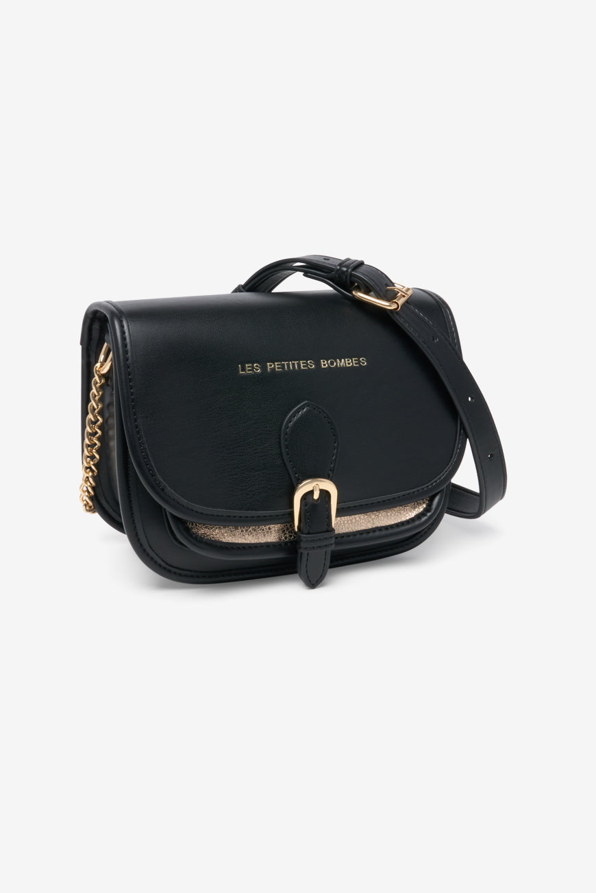 SAC BANDOULIERE NOIR DORE MARGERY