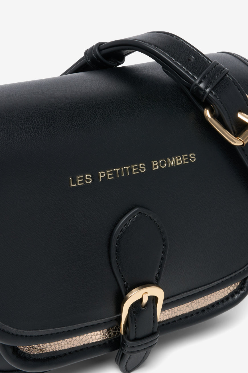 SAC BANDOULIERE NOIR DORE MARGERY