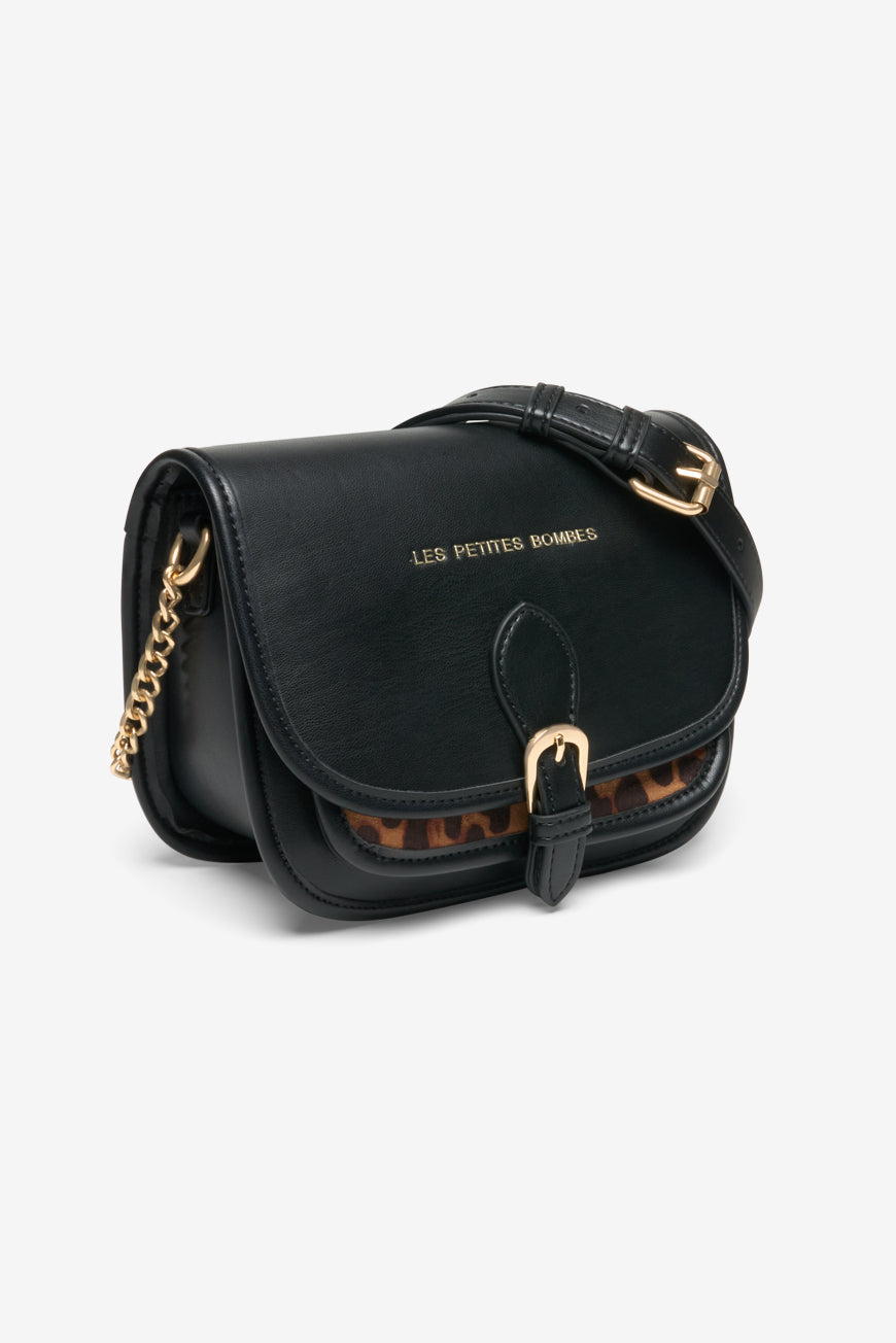 SAC BANDOULIERE NOIR LEOPARD MARGERY