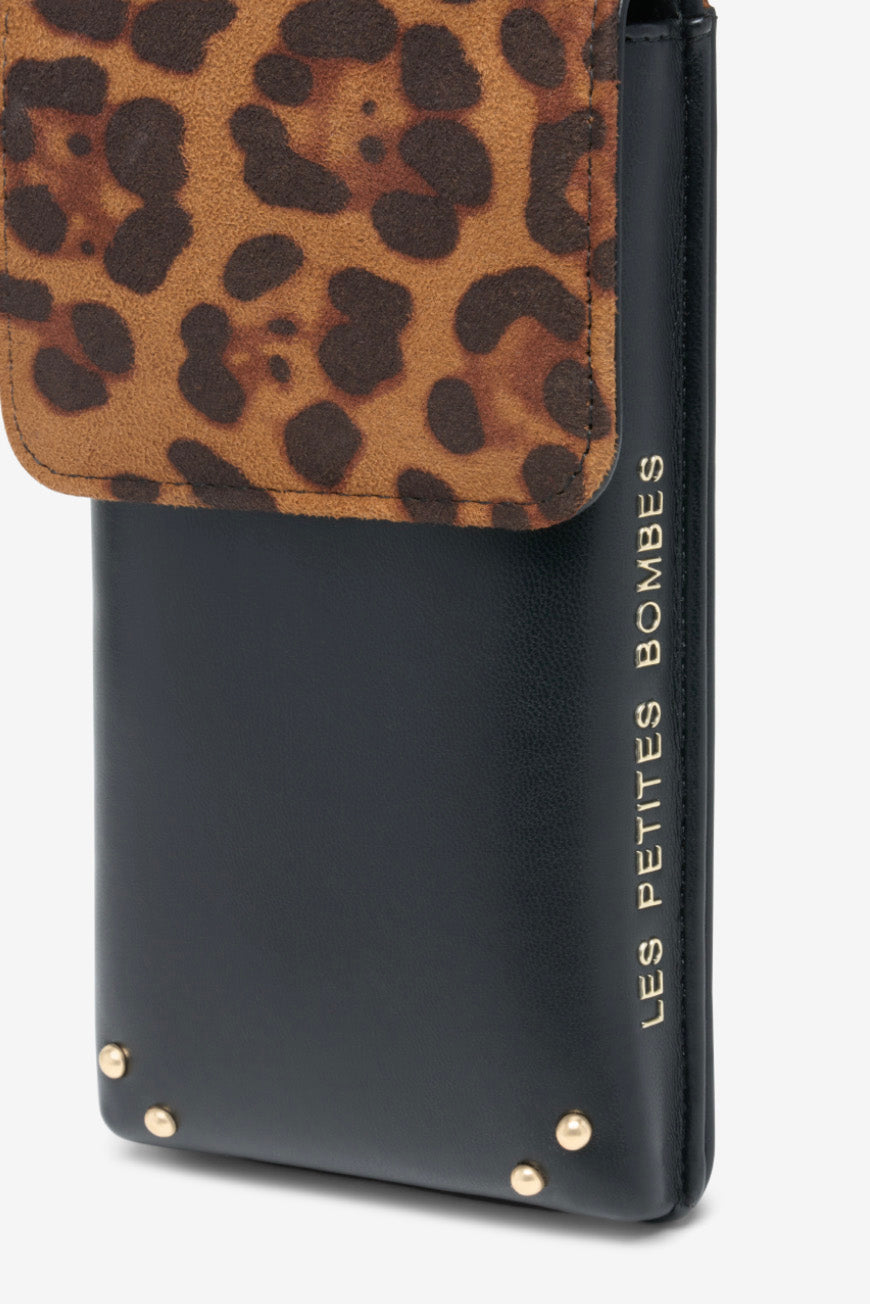 ETUI SMARTPHONE NOIR LEOPARD MARJANE