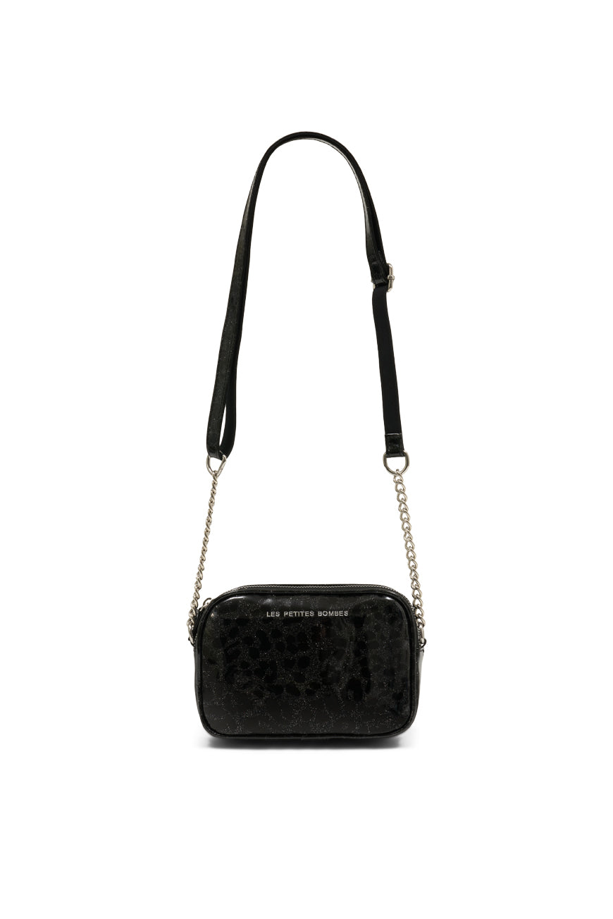 SAC BANDOULIERE ALBANE PRINT LEOPARD NOIR