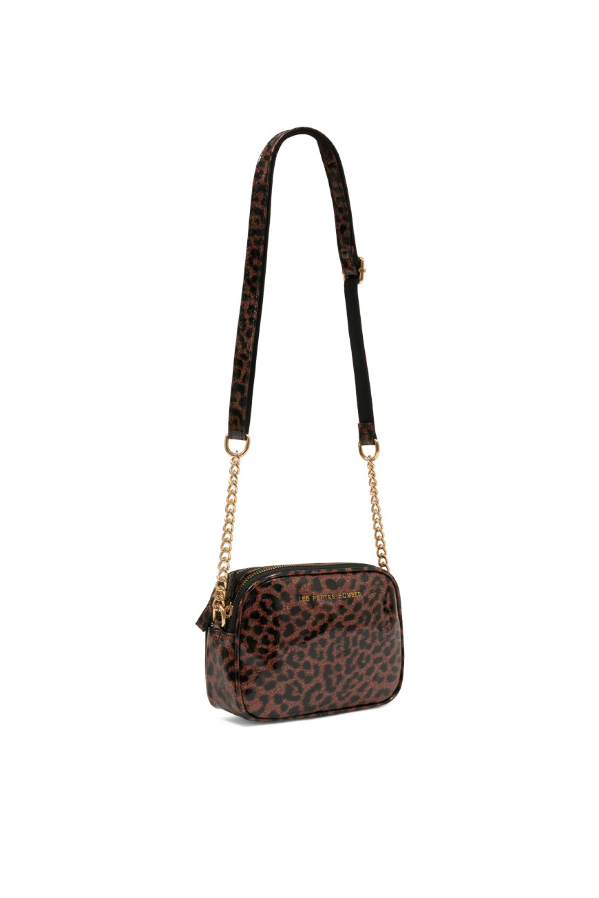 SAC BANDOULIERE ALBANE PRINT LEOPARD ROSE