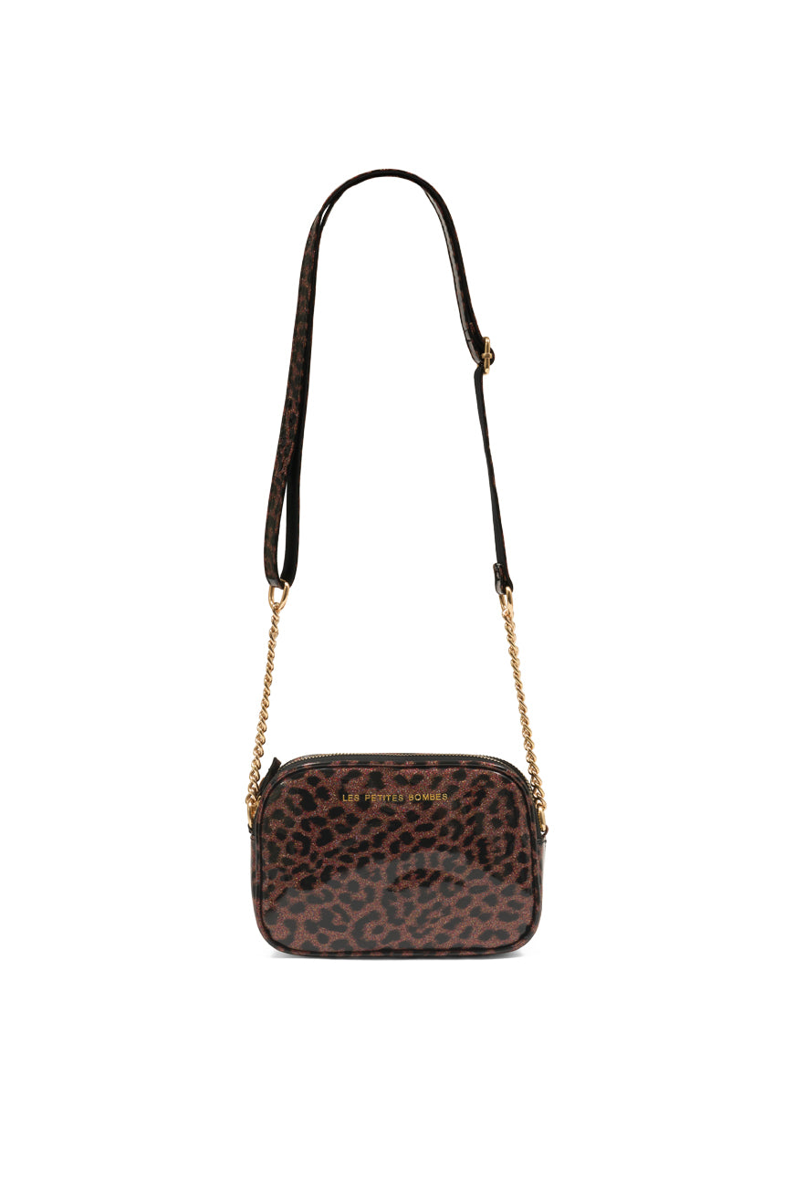 SAC BANDOULIERE ALBANE PRINT LEOPARD ROSE