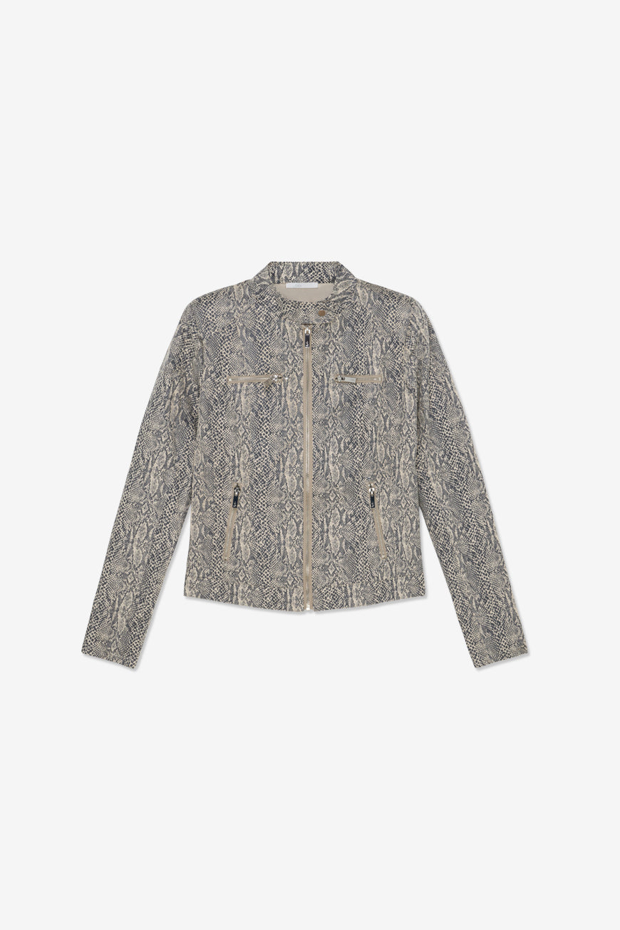 Veste Gypsie beige imprimée python, vue à plat de face.