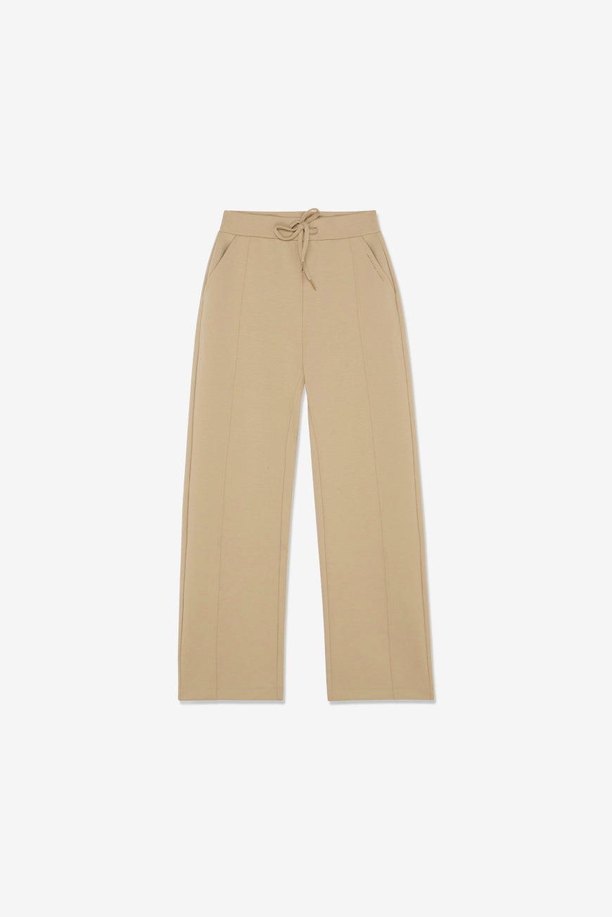 Pantalon Paulia beige large, vue à plat de face.