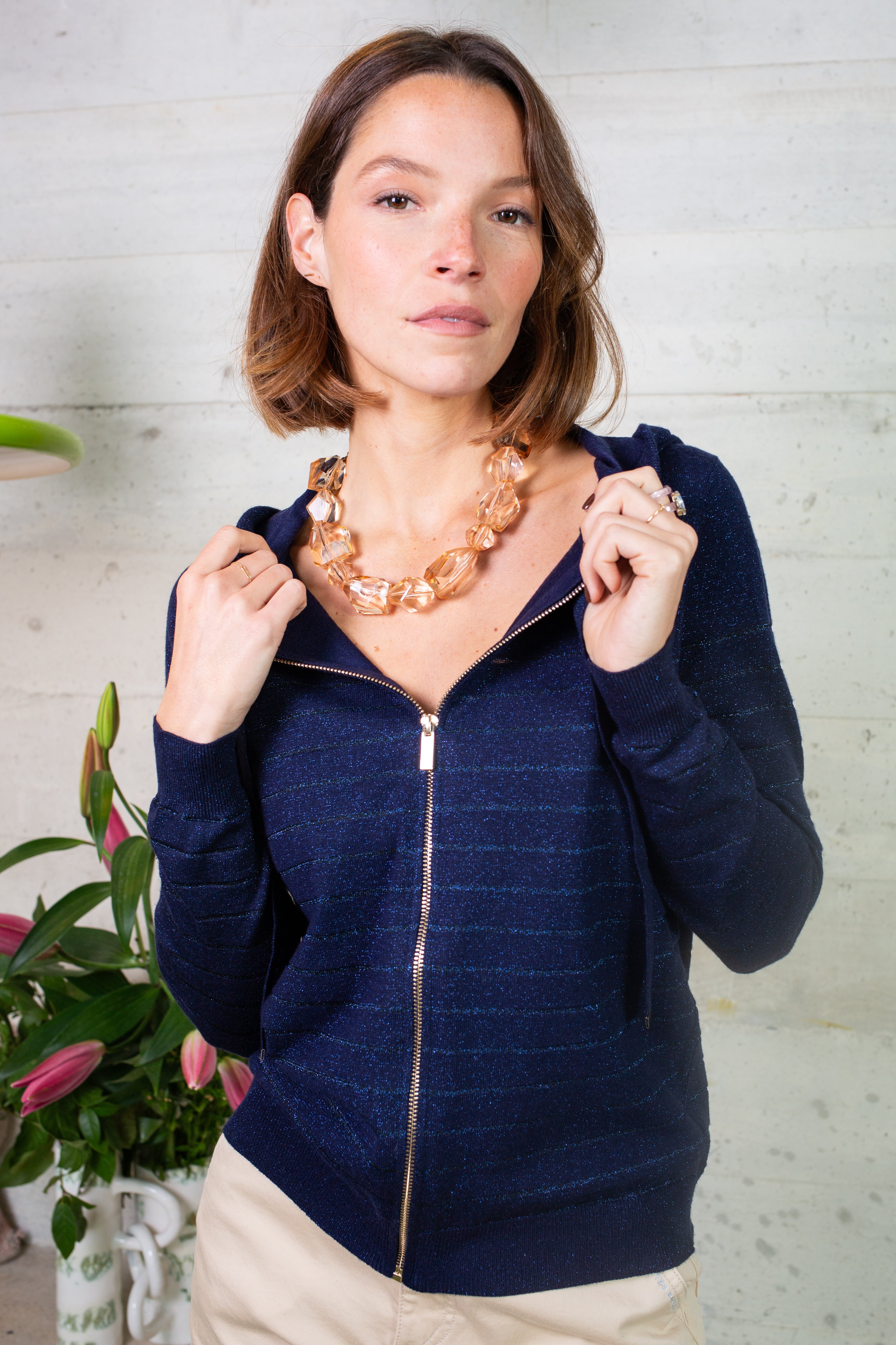 GILET DOHA MARINE RAYURES