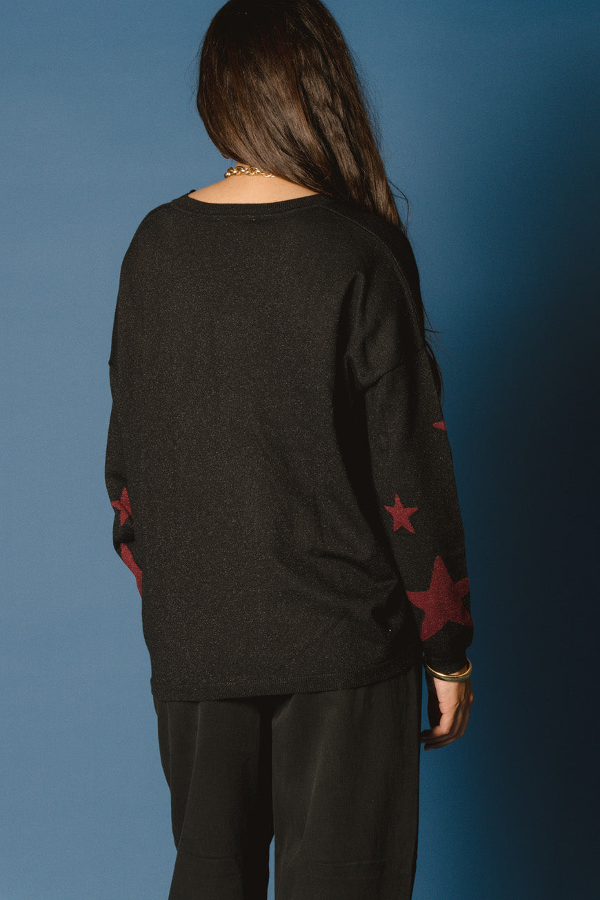 PULL GRAZIELLA NOIR / BORDEAUX